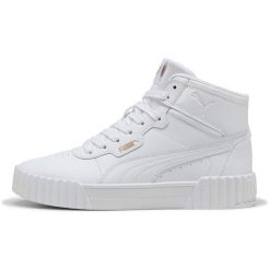 Buty sportowe damskie Puma Carina 3.0 Mid. Białe buty treningowe Puma, bez wzorów, z syntetyku, bez zapięcia. Za 277.99 zł.