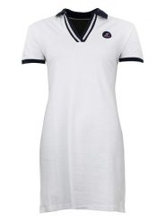 Peak Mountain Sukienka polo w kolorze białym rozmiar: XL. Białe sukienki Peak Mountain, na co dzień, xl, bez wzorów, bez kołnierzyka, bez ramiączek, mini, proste. Za 105.95 zł.