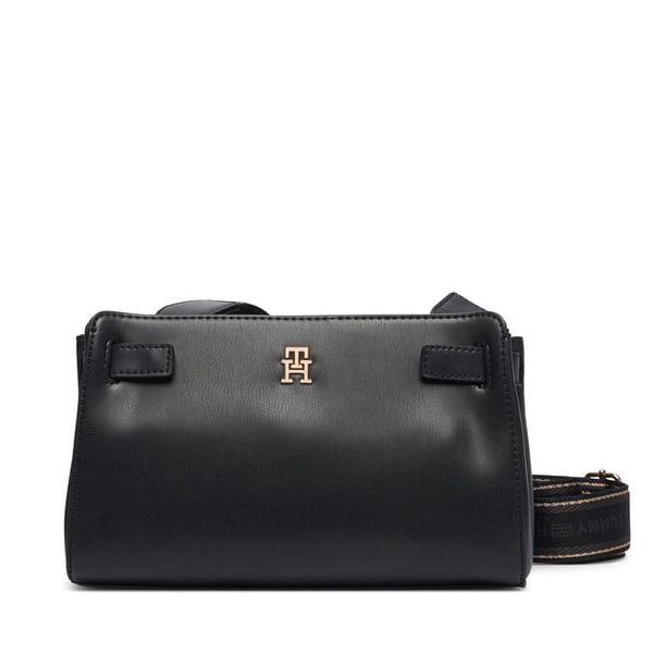 Torebka Tommy Hilfiger. Czarne listonoszki Tommy Hilfiger, bez wzorów, bez dodatków. Za 489.99 zł.
