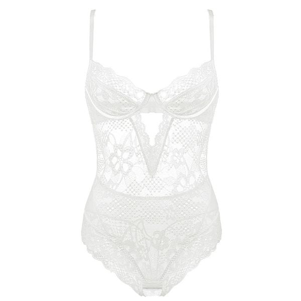 Body koronkowe na romantyczne wieczory Licia. Białe body i gorsety Intica, bez wzorów, z koronki, bez ramiączek. Za 179.00 zł.