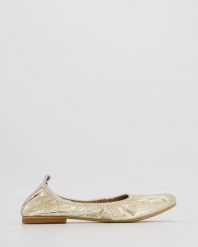 BALERINY Z GUMKĄ C623 GOLD. Baleriny Venezia, bez wzorów, ze skóry, bez obcasa, bez zapięcia. Za 189.00 zł.