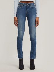 G-Star Dżinsy - Skinny fit - w kolorze niebieskim rozmiar: W32. Niebieskie jeansy G-Star, z aplikacjami, ze skóry, klasyczne, z podwyższonym stanem. Za 240.45 zł.