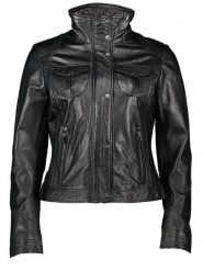 Buffalo Skórzana kurtka w kolorze czarnym rozmiar: 44. Czarne kurtki Buffalo, bez wzorów, z materiału, bez kaptura. Za 528.45 zł.