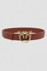 PINKO Brązowy pasek Love Berry H3 Belt. Brązowe paski Pinko, bez wzorów. W wyprzedaży za 419.99 zł.