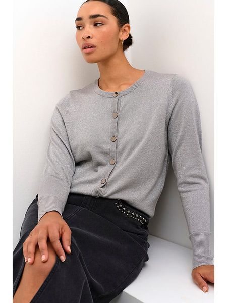 Kaffe Kardigan w kolorze jasnoszarym rozmiar: XL. Szare swetry Kaffe, xl, bez wzorów, ze splotem, bez ramiączek. Za 74.81 zł.