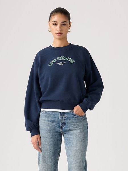 Levi's Bluza w kolorze granatowym rozmiar: XS. Niebieskie bluzy Levi's, s, bez wzorów, z bawełny, bez kaptura. Za 229.95 zł.