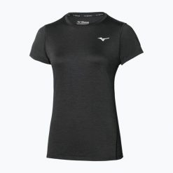 Koszulka do biegania damska Mizuno Impulse Core Tee. Czarne t-shirty sportowe Mizuno, m, bez wzorów, z materiału, bez ramiączek, do biegania. Za 62.99 zł.
