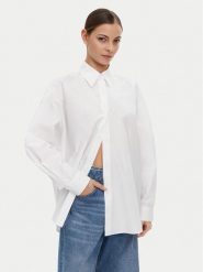 HUGO Koszula 50537159 Biały Oversize. Białe koszule Hugo, bez wzorów, z bawełny, bez kołnierzyka, bez ramiączek. Za 289.99 zł.