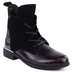 Skórzane lakierowane zamszowe botki damskie ocieplane ciemny brąz Filippo DBT4749. Brązowe botki Filippo, bez wzorów, z lakierowanej skóry, bez obcasa, na obcasie, bez zapięcia. Za 131.99 zł.