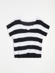 Bluzka z domieszką wiskozy - wielobarwny. Bluzki Sinsay, l, bez wzorów, z wiskozy, bez kołnierzyka, bez ramiączek. Za 39.99 zł.