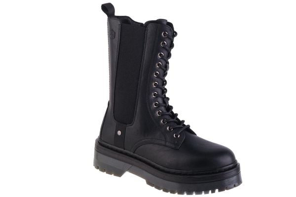 Trapery damskie, Lumberjack Elyse. Czarne traperki Lumberjack, bez wzorów, z materiału, sportowe, bez obcasa, bez zapięcia. Za 169.99 zł.