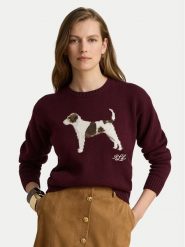 LAUREN RALPH LAUREN Sweter 200B27844001 Bordowy Relaxed Fit. Czerwone swetry Lauren Ralph Lauren, xxl, bez wzorów, z bawełny, bez ramiączek. Za 1,018.99 zł.