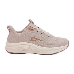 Buty Sportowe Sneakersy Damskie Big Star RR274A145 HI-POLY System Beżowe beżowy. Brązowe buty treningowe bez wzorów, z materiału, bez zapięcia. Za 302.68 zł.
