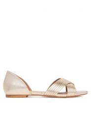 Clara Barson Baleriny WS24038-03 Złoty. Żółte baleriny Clara Barson, bez wzorów, ze skóry, bez obcasa, bez zapięcia. Za 99.99 zł.