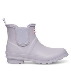 Kalosze Hunter. Fioletowe kalosze Hunter, bez wzorów, bez zapięcia. Za 219.99 zł.