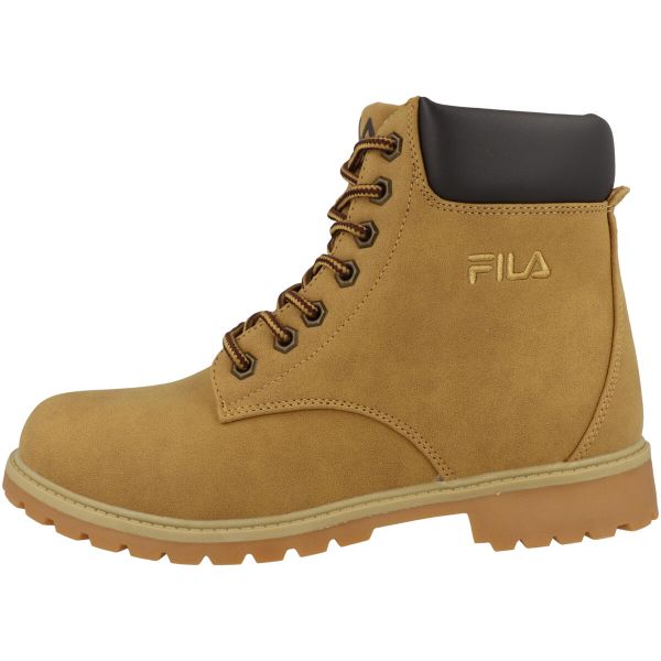 Trapery damskie, Fila Wmn Maverick Mid. Brązowe traperki Fila, bez wzorów, z materiału, sportowe, bez obcasa, bez zapięcia. Za 209.99 zł.