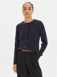 Tommy Hilfiger Kardigan WW0WW43329 Granatowy Regular Fit. Niebieskie swetry Tommy Hilfiger, xl, bez wzorów, z bawełny, bez ramiączek. Za 649.99 zł.