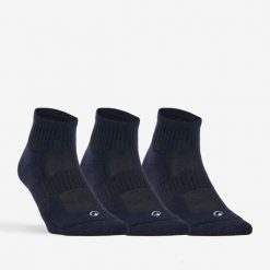 Skarpety sportowe tenis DECATHLON RS500 Mid podwyższone 3 pary. Niebieskie skarpetki Decathlon, bez wzorów, z bawełny. Za 39.99 zł.
