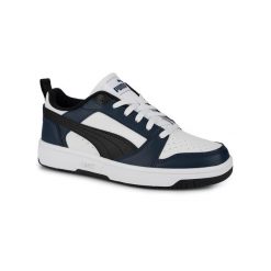 Buty sportowe sneakersy niskie ekoskóra PUMA REBOUND V6 LO 393833-12. Białe buty treningowe Puma, bez wzorów, bez zapięcia. Za 139.00 zł.