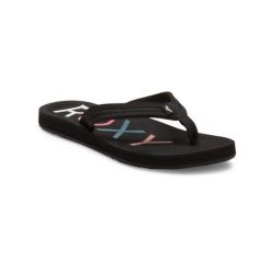 Klapki plażowe dla Kobiety VISTA Czarny. Czarne klapki Roxy, bez wzorów, z materiału, sportowe, bez obcasa, bez zapięcia. W wyprzedaży za 71.99 zł.