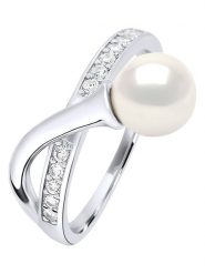 Pearl Addict Srebrny pierścionek z perłą rozmiar: onesize. Białe pierścionki Pearl Addict, z cyrkonią, srebrne. Za 309.63 zł.