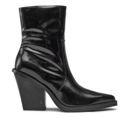 Botki Carinii. Czarne botki Carinii, bez wzorów, bez obcasa, na słupku, bez zapięcia. Za 349.99 zł.