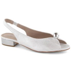 Sandały damskie na niskim obcasie srebrne T.Sokolski 136. Szare sandały T.Sokolski, bez wzorów, ze skóry ekologicznej, bez obcasa, bez zapięcia. Za 149.99 zł.