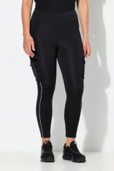 Damskie Legginsy sportowe kieszenie cargo materiał Powerstretch. Czarne legginsy Ulla Popken, bez wzorów, z dresówki, sportowe. Za 279.99 zł.