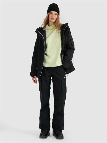 4F Spodnie snowboardowe membrana 15000 damskie - czarne XS. Czarne spodnie narciarskie 4f, bez wzorów, z materiału, snowboardowy. Za 599.99 zł.