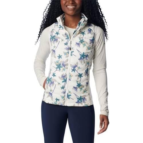 Bezrękawnik Sportowy Damski Columbia Powder Pass. Białe kamizelki Columbia, l, bez wzorów, z syntetyku, sportowe, bez ramiączek, bez kaptura, trekkingowe. Za 225.99 zł.