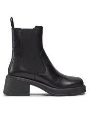 Vagabond Botki Dorah 5642-001-20 Czarny. Czarne botki Vagabond Shoemakers, bez wzorów, ze skóry, bez obcasa, na słupku, bez zapięcia. Za 399.99 zł.