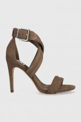 Dkny sandały zamszowe CANDRA kolor brązowy K4251452. Brązowe sandały DKNY, bez wzorów, z materiału, bez obcasa, na obcasie, bez zapięcia. Za 749.99 zł.