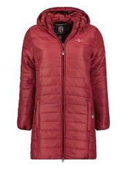 Geographical Norway Płaszcz pikowany "Atika" w kolorze bordowym rozmiar: XL. Czerwone płaszcze Geographical Norway, xl, z aplikacjami, bez kaptura. Za 140.86 zł.