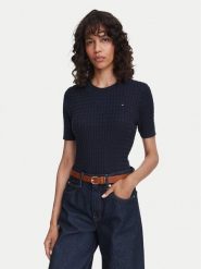Tommy Hilfiger Sweter WW0WW41787 Granatowy Regular Fit. Niebieskie swetry Tommy Hilfiger, s, bez wzorów, z bawełny, bez ramiączek. Za 489.99 zł.