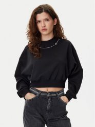 HUGO Bluza Dewita 50530446 Czarny Oversize. Czarne bluzy Hugo, l, bez wzorów, z bawełny, bez kaptura. Za 319.99 zł.
