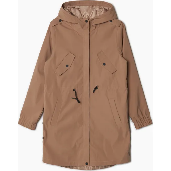 Beżowa parka z kapturem - Beżowy. Brązowe płaszcze Cropp, l, bez wzorów, z tkaniny, z kapturem. Za 179.99 zł.
