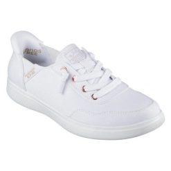 Buty Skechers Slip Ins Skip Cute - B Cute Sweet 114815-WHT białe. Białe buty treningowe bez wzorów, z tkaniny, bez zapięcia, trekkingowe. Za 435.61 zł.