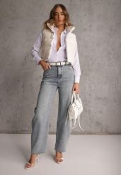 Jasnoniebieskie Jeansy z Bawełny Barrel Leg High Waist Vezorea. Niebieskie jeansy Renee, bez wzorów, z bawełny, z podwyższonym stanem. Za 129.99 zł.