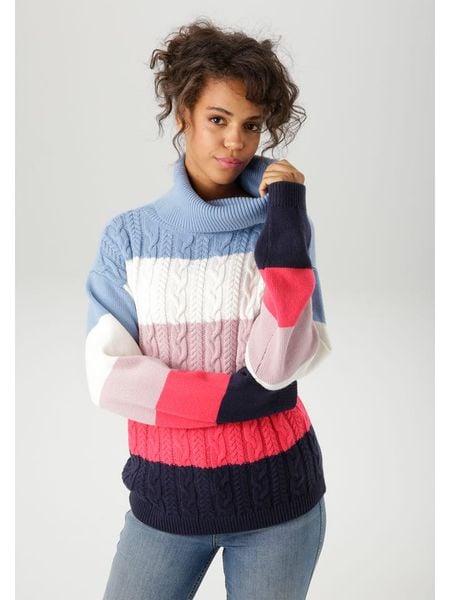 Aniston Golf ze wzorem rozmiar: 40. Swetry Aniston, bez wzorów, ze splotem, bez ramiączek. Za 48.73 zł.