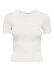 ONLY T-Shirt Femke 15369336 Kremowy Slim Fit. Białe t-shirty ONLY, xs, bez wzorów, z bawełny, bez kołnierzyka, bez ramiączek. Za 99.99 zł.
