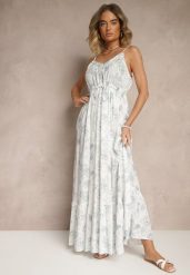 Niebieska Sukienka z Cienkimi Ramiączkami z Wiskozą i Lnem Sortta. Niebieskie sukienki Renee, na co dzień, l, bez wzorów, z wiskozy, eleganckie, bez kołnierzyka, bez ramiączek, maxi, proste. W wyprzedaży za 119.99 zł.
