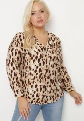 Brązowa Koszula z Wiskozą w Panterkę z Dekoltem w Serek Norlivis. Brązowe koszule Born2be, plus size, bez wzorów, z jeansu, eleganckie, bez kołnierzyka, plus size, bez ramiączek. W wyprzedaży za 67.99 zł.