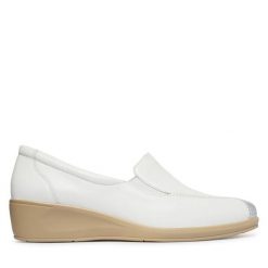 Półbuty Caprice. Białe półbuty wsuwane Caprice, bez wzorów, bez obcasa, na koturnie. Za 339.99 zł.