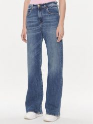 Pinko Jeansy Wanda 101733 A1LP Granatowy Wide Leg. Niebieskie jeansy Pinko, bez wzorów, z bawełny. Za 399.99 zł.
