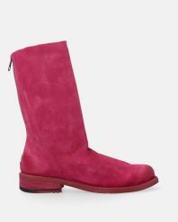 Różowe botki z zamszu M025SUFUOBB012. Czerwone botki Venezia, bez wzorów, ze skóry, bez obcasa, bez zapięcia. Za 699.00 zł.