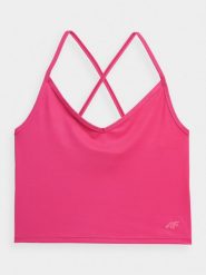 4F Crop top slim gładki damski M/L. Zielone topy 4f, l, bez wzorów, z dzianiny, bez kołnierzyka, bez ramiączek. Za 79.99 zł.