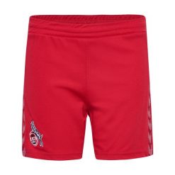 Szorty na zewnątrz dla dziecka FC Cologne 2023/24. Czerwone szorty Hummel, bez wzorów, młodzieżowe. Za 200.50 zł.