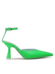 Chiara Ferragni Sandały CF3144-041 Zielony. Zielone sandały Chiara Ferragni, bez wzorów, ze skóry, bez obcasa, na słupku, bez zapięcia. Za 869.99 zł.