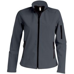 Kurtka damska Kariban Softshell. Szare kurtki KARIBAN, bez wzorów, z softshellu, bez kaptura. Za 205.00 zł.