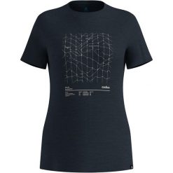 Koszulka merino damska Odlo Merino Tencel Hyper Map Crew Neck S/S. Niebieskie t-shirty sportowe ODLO, s, bez wzorów, z lyocellu, bez ramiączek. Za 357.49 zł.